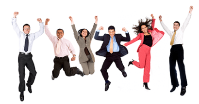 business people jumping for joy