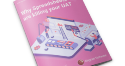 White paper with pink cover discussing why spreadsheets are killing UAT (User Acceptance Testing)